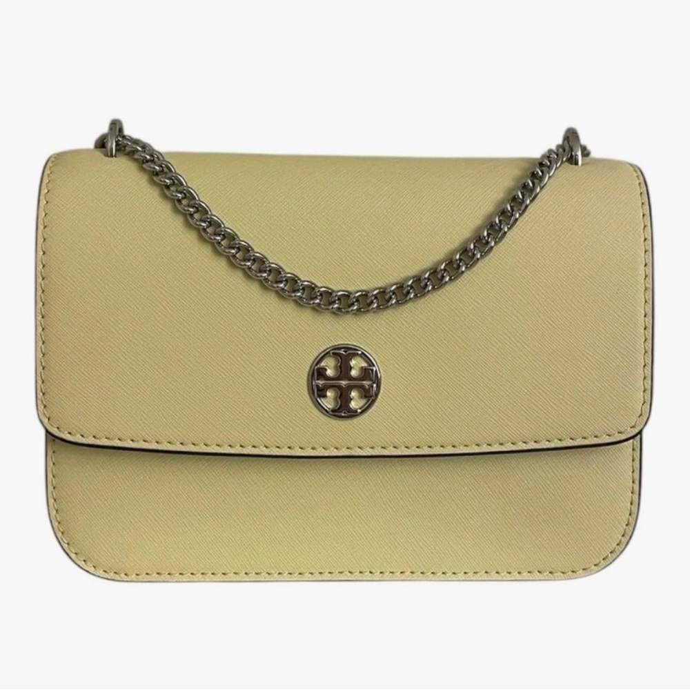 Tory Burch Saffiano Shoulder Bag in Lemon Sugar (Butter Yellow)